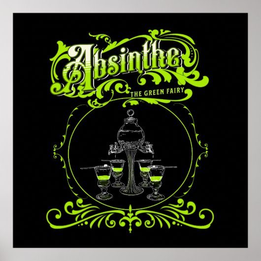 Vintage Illustrated Absinthe Set Poster (Vorne)
