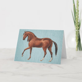 Vintage Illustrated Bay Horse Art Note Card Karte