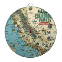 Vintage Illustrated California Parks Map Art