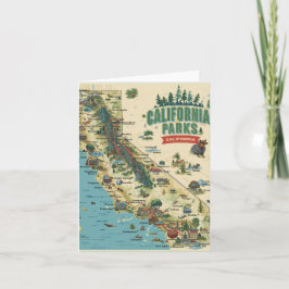 Vintage Illustrated California Parks Map Art Karte