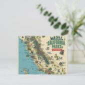 Vintage Illustrated California Parks Map Art Postkarte (Stehend Vorderseite)