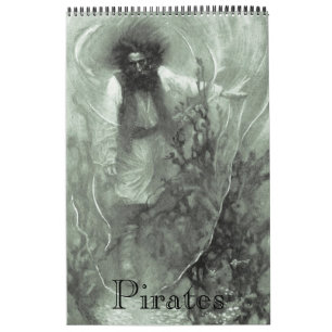 Vintage Illustration 12 Monat Pirate Kalender