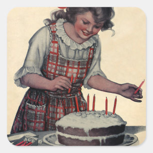 Vintage-Illustration Alles Gute zum Geburtstag Pap Quadratischer Aufkleber