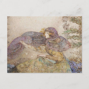 Vintage-Illustration Annie French "Lilac Veil" Postkarte