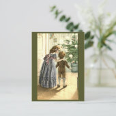 Vintage Illustration auf Weihnachtskarten Feiertagspostkarte (Stehend Vorderseite)