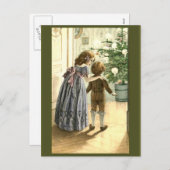Vintage Illustration auf Weihnachtskarten Feiertagspostkarte (Vorne/Hinten)
