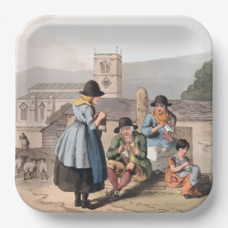 Vintage-Illustration aus einem Buch von 1814, Engl Pappteller