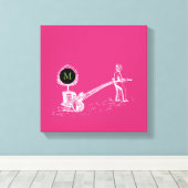 Vintage-Illustration Baum Topf Monogramm Leinwand (Insitu (Holzboden))