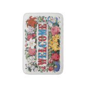 Vintage Illustration BEGRÜSSEN mit Blume Badematte (Vorderseite Vertikal)