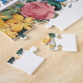 Vintage Illustration BEGRÜSSEN mit Blume Puzzle (Seite)