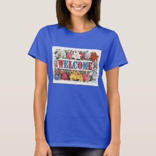Vintage Illustration BEGRÜSSEN mit Blume T-Shirt