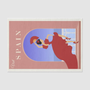Vintage Illustration Besuch Spanien Seidenpapier