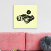Vintage Illustration Binoculars Monogramm-Leinwand Leinwanddruck (Insitu (Wohnzimmer))