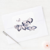 Vintage Illustration, blaue Schmetterlinge Quadratischer Aufkleber (Umschlag)