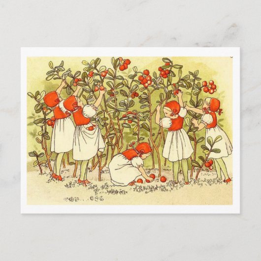 Vintage Illustration Blueberry Forest Elsa Beskow Postkarte (Vorderseite)