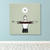 VINTAGE Illustration Body Gebäude Monogramm Leinwa Leinwanddruck (Insitu (Holzboden))