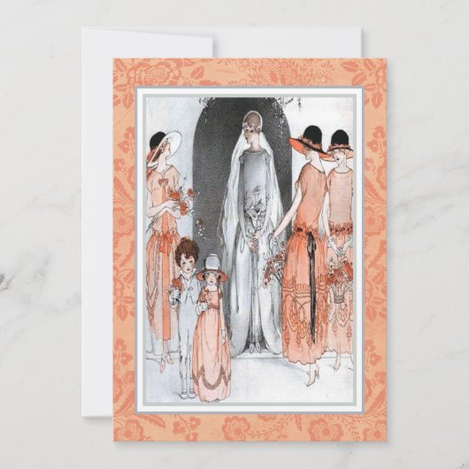 Vintage Illustration Brautparty Shower der 20er Ja Einladung (Vorderseite)