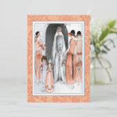 Vintage Illustration Brautparty Shower der 20er Ja Einladung (Stehend Vorderseite)