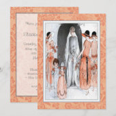 Vintage Illustration Brautparty Shower der 20er Ja Einladung (Vorne/Hinten)