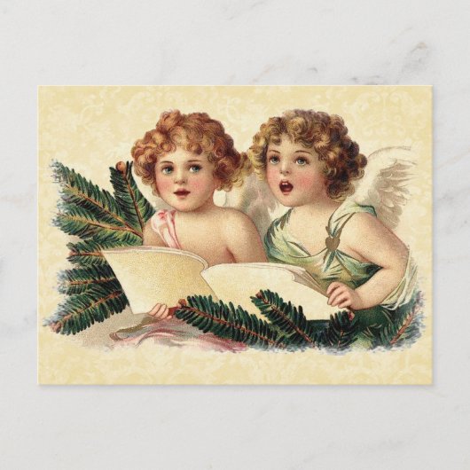 Vintage Illustration Cherubs singen Postkarte (Vorderseite)
