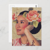 Vintage Illustration Chinesische Frau Postkarte (Vorne/Hinten)
