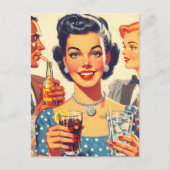 Vintage Illustration der 50er Jahre Drink People Postkarte (Vorderseite)
