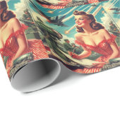 Vintage Illustration der 50er Jahre Geschenkpapier (Rolleneckpunkt)