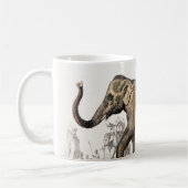 Vintage Illustration der asiatischen Elefanten aus Kaffeetasse (Links)