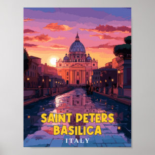 Vintage-Illustration der Basilika Saint Peters Poster