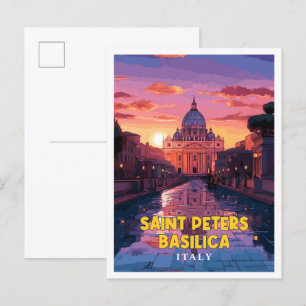 Vintage-Illustration der Basilika Saint Peters Postkarte