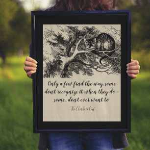 Vintage-Illustration der Cheshire-Katze und Zitat Poster