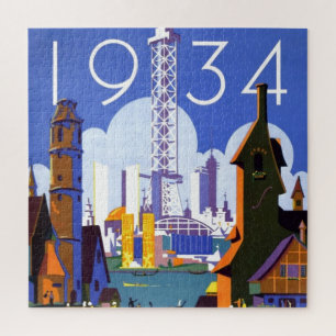 Vintage-Illustration der Chicago World's Fair 1934 Puzzle