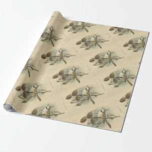 Vintage Illustration der europäischen Crested Tit Geschenkpapier