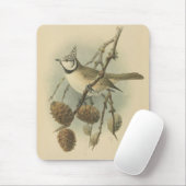 Vintage Illustration der europäischen Crested Tit Mousepad (Mit Mouse)