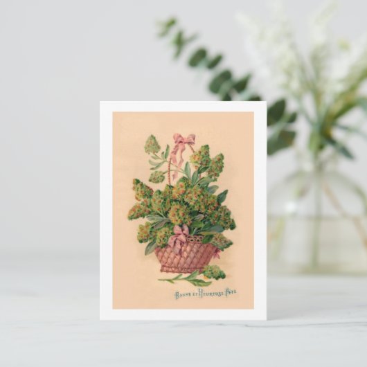 Vintage Illustration der französischen Fleurs Postkarte (Stehend Vorderseite)