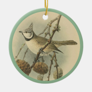 Vintage-Illustration der Haubenmeise Ceram Keramik Ornament