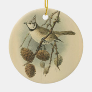 Vintage-Illustration der Haubenmeise Keramik Ornament