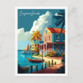 Vintage-Illustration der Kaimaninseln Postkarte (Vorderseite)