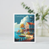 Vintage-Illustration der Kaimaninseln Postkarte (Stehend Vorderseite)