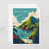 Vintage Illustration der Karibik Postkarte (Vorne/Hinten)