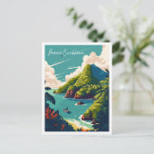 Vintage Illustration der Karibik Postkarte (Stehend Vorderseite)