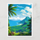 Vintage-Illustration der Karibik Saint Lucia Postkarte (Vorderseite)