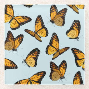 Vintage Illustration der Monarchschmetterlinge Glasuntersetzer