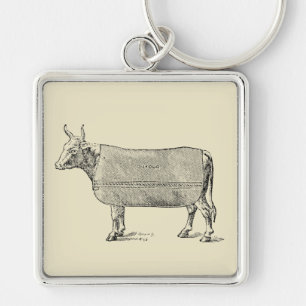 VINTAGE ILLUSTRATION Der Schlüsselanhänger für Kuh