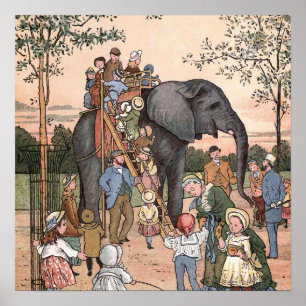 Vintage Illustration "Der Zoo" Poster