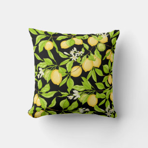 Vintage Illustration der Zweigstelle Lemon Tree Kissen