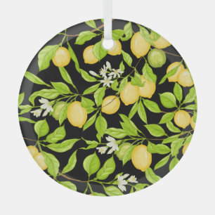 Vintage Illustration der Zweigstelle Lemon Tree Ornament Aus Glas