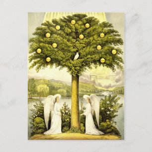 Vintage- Illustration des Baums des Lebens, christ Postkarte