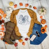 Vintage Illustration des Blauen Oktopus T - Shirt