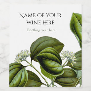 Vintage Illustration des Giftnußbaums Weinetikett